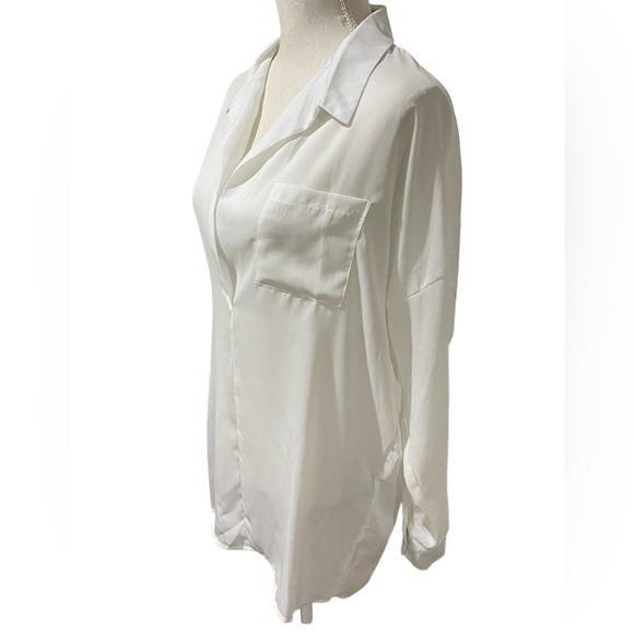 Missguided White Oversized Plunge Front Top Blouse Size 4 - Picture 6 of 11